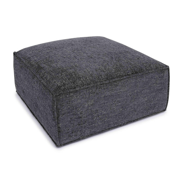 TOV Furniture Mindy Chenille Basketweave Ottoman - Stylish and Cozy Multi-Functional Seating for Your Living Room Charcoal TOV-OC69320