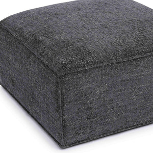 TOV Furniture Mindy Chenille Basketweave Ottoman - Stylish and Cozy Multi-Functional Seating for Your Living Room Charcoal TOV-OC69320