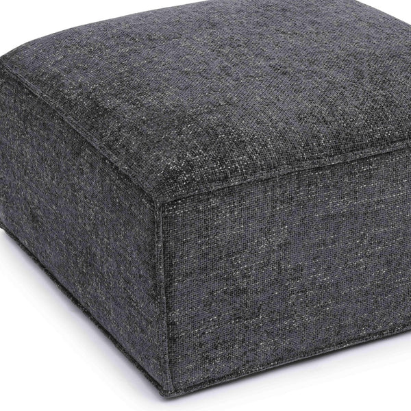 TOV Furniture Mindy Chenille Basketweave Ottoman - Stylish and Cozy Multi-Functional Seating for Your Living Room Charcoal TOV-OC69320