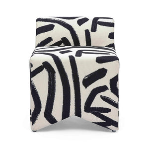 TOV Furniture Pippa Compact Black Brushstroke Print Stool – Stylish Accent Seating for Modern Homes & Offices TOV-OC69322