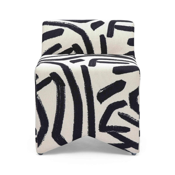 TOV Furniture Pippa Compact Black Brushstroke Print Stool – Stylish Accent Seating for Modern Homes & Offices TOV-OC69322