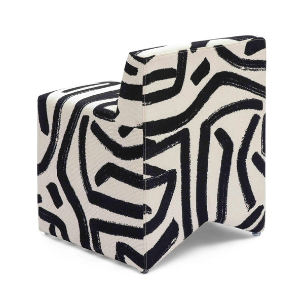 TOV Furniture Pippa Compact Black Brushstroke Print Stool – Stylish Accent Seating for Modern Homes & Offices TOV-OC69322
