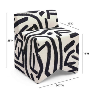 TOV Furniture Pippa Compact Black Brushstroke Print Stool – Stylish Accent Seating for Modern Homes & Offices TOV-OC69322
