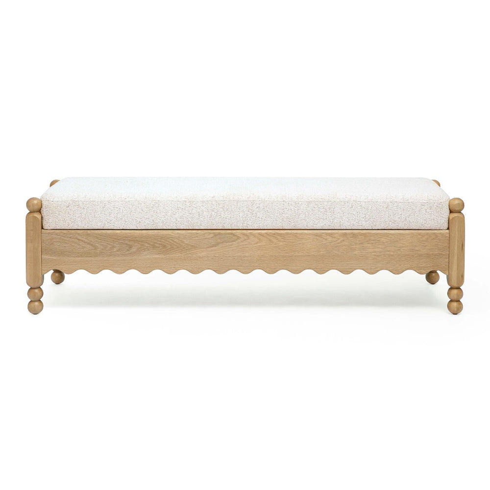 TOV Furniture Thelma 56" Cream Performance Bench – Durable Basketweave Design for Stylish Entryway or Bedroom TOV-OC69344