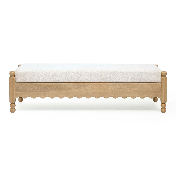 TOV Furniture Thelma 56" Cream Performance Bench – Durable Basketweave Design for Stylish Entryway or Bedroom TOV-OC69344