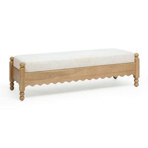TOV Furniture Thelma 56" Cream Performance Bench – Durable Basketweave Design for Stylish Entryway or Bedroom TOV-OC69344