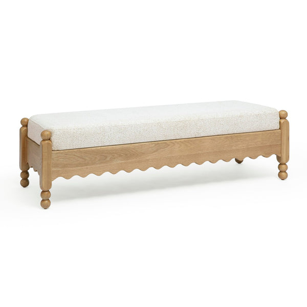 TOV Furniture Thelma 56" Cream Performance Bench – Durable Basketweave Design for Stylish Entryway or Bedroom TOV-OC69344