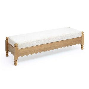 TOV Furniture Thelma 56" Cream Performance Bench – Durable Basketweave Design for Stylish Entryway or Bedroom TOV-OC69344