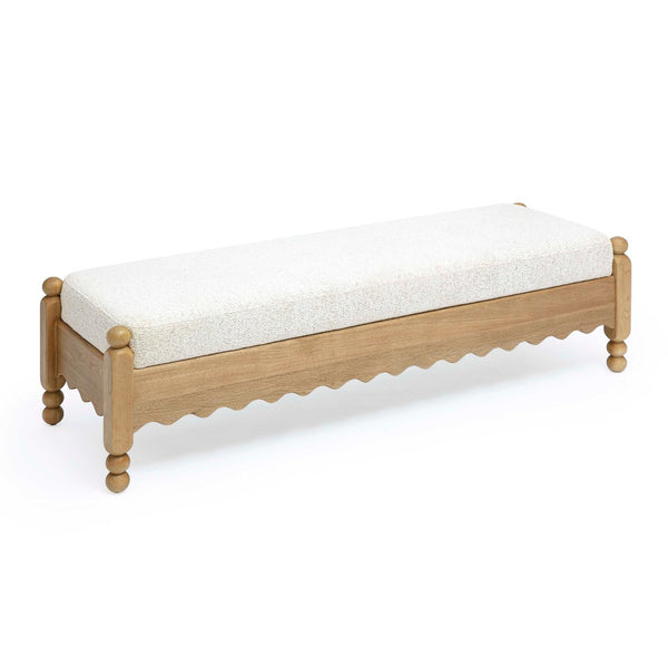 TOV Furniture Thelma 56" Cream Performance Bench – Durable Basketweave Design for Stylish Entryway or Bedroom TOV-OC69344