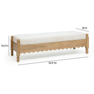 TOV Furniture Thelma 56" Cream Performance Bench – Durable Basketweave Design for Stylish Entryway or Bedroom TOV-OC69344