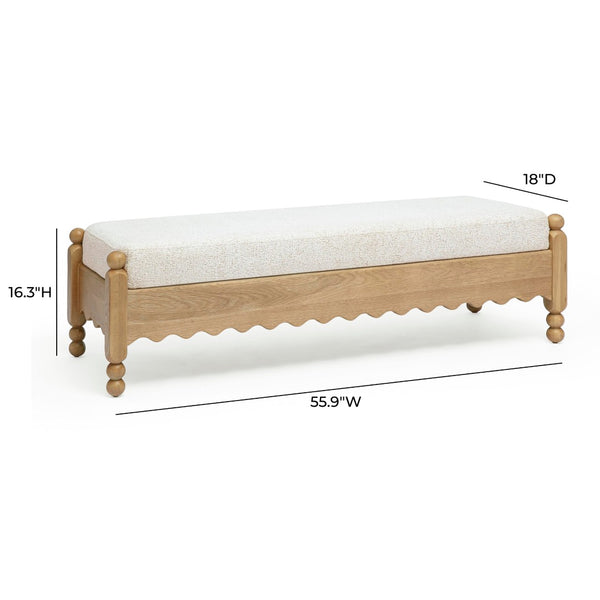 TOV Furniture Thelma 56" Cream Performance Bench – Durable Basketweave Design for Stylish Entryway or Bedroom TOV-OC69344
