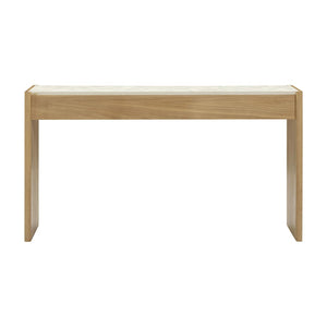 TOV Furniture Paige Mid-Century Modern 56" Console Desk with Natural Oak Finish, Soft-Close Drawers & Faux Marble Top TOV-OC69353