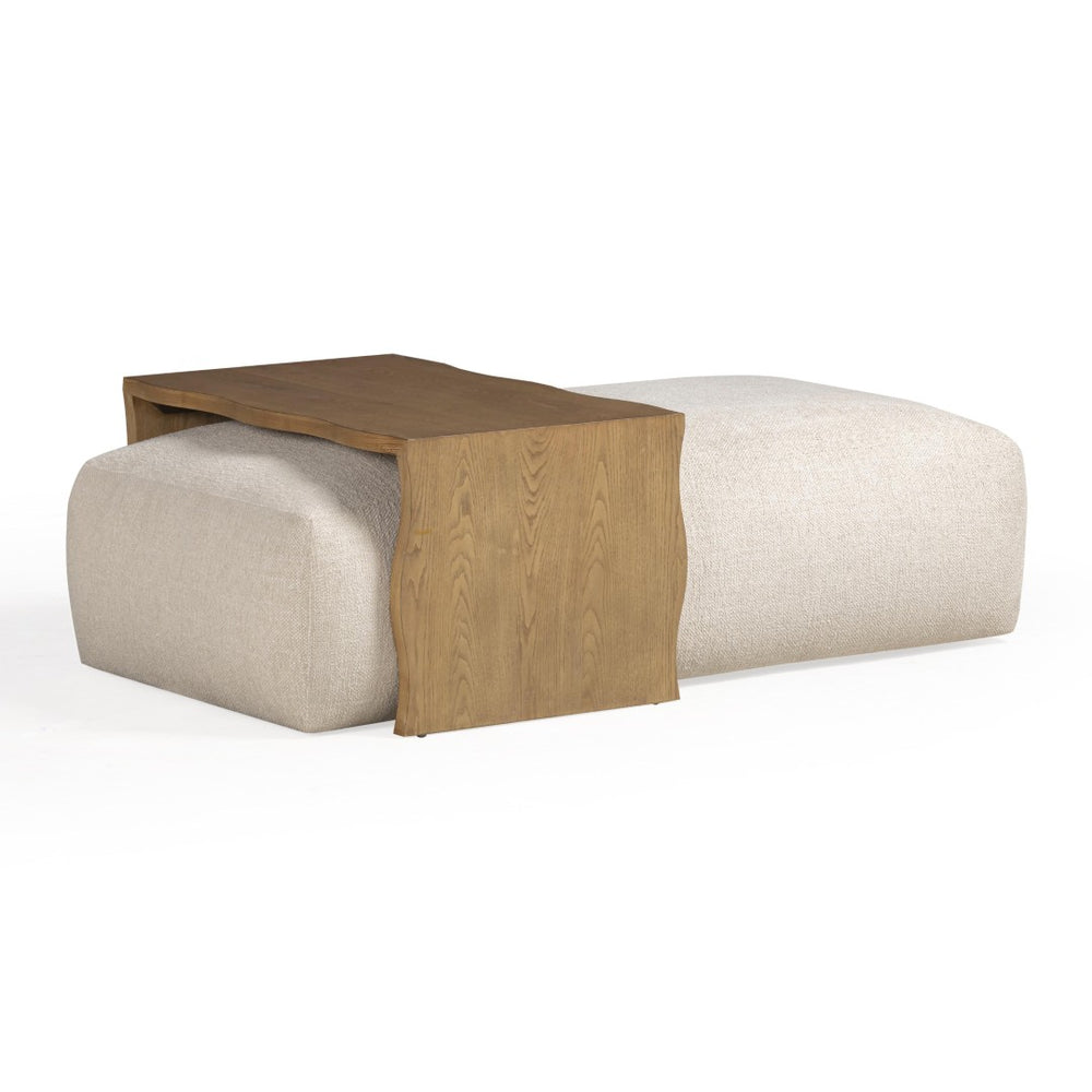 TOV Furniture Spencer Performance Basketweave Ottoman with Versatile Bridge Table for Stylish Living Spaces Cream TOV-OC69358