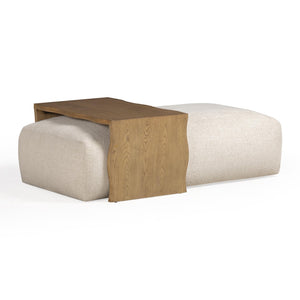 TOV Furniture Spencer Performance Basketweave Ottoman with Versatile Bridge Table for Stylish Living Spaces Cream TOV-OC69358