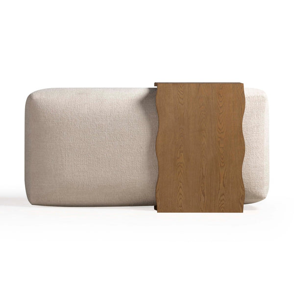 TOV Furniture Spencer Performance Basketweave Ottoman with Versatile Bridge Table for Stylish Living Spaces Cream TOV-OC69358