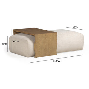 TOV Furniture Spencer Performance Basketweave Ottoman with Versatile Bridge Table for Stylish Living Spaces Cream TOV-OC69358