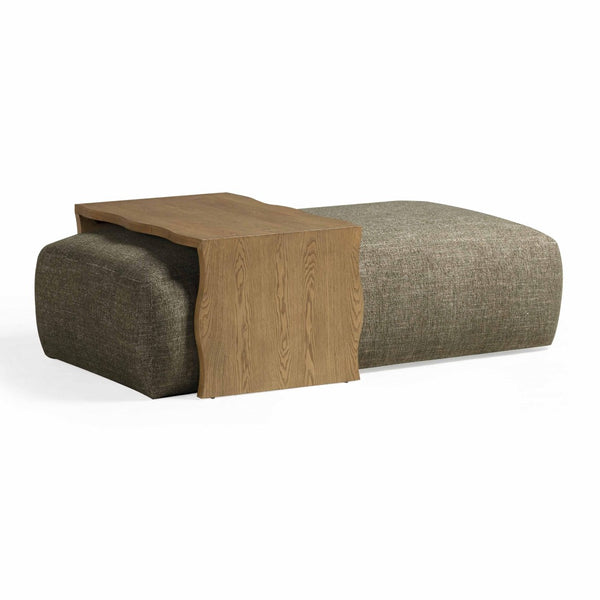 TOV Furniture Spencer Performance Basketweave Ottoman with Versatile Bridge Table for Stylish Living Spaces Green TOV-OC69359