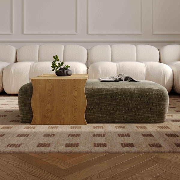 TOV Furniture Spencer Performance Basketweave Ottoman with Versatile Bridge Table for Stylish Living Spaces Green TOV-OC69359