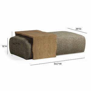 TOV Furniture Spencer Performance Basketweave Ottoman with Versatile Bridge Table for Stylish Living Spaces Green TOV-OC69359