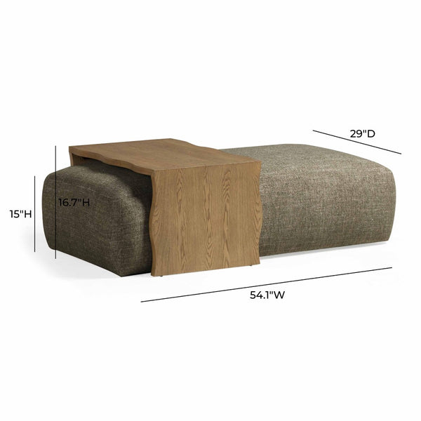 TOV Furniture Spencer Performance Basketweave Ottoman with Versatile Bridge Table for Stylish Living Spaces Green TOV-OC69359