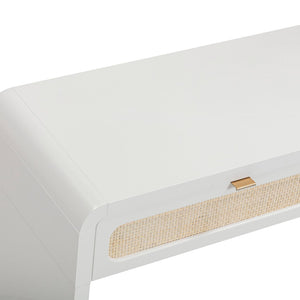 TOV Furniture Patty 48" Handwoven Rattan Console Desk with 2 Soft-Close Drawers for Stylish Home Organization White TOV-OC69364