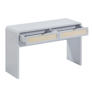 TOV Furniture Patty 48" Handwoven Rattan Console Desk with 2 Soft-Close Drawers for Stylish Home Organization Blue TOV-OC69365