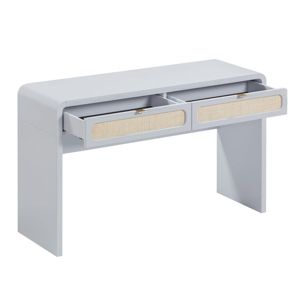 TOV Furniture Patty 48" Handwoven Rattan Console Desk with 2 Soft-Close Drawers for Stylish Home Organization Blue TOV-OC69365