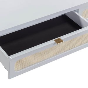 TOV Furniture Patty 48" Handwoven Rattan Console Desk with 2 Soft-Close Drawers for Stylish Home Organization Blue TOV-OC69365