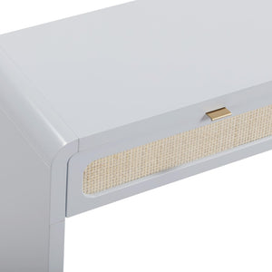 TOV Furniture Patty 48" Handwoven Rattan Console Desk with 2 Soft-Close Drawers for Stylish Home Organization Blue TOV-OC69365