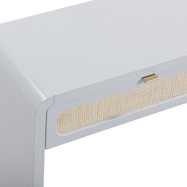 TOV Furniture Patty 48" Handwoven Rattan Console Desk with 2 Soft-Close Drawers for Stylish Home Organization Blue TOV-OC69365