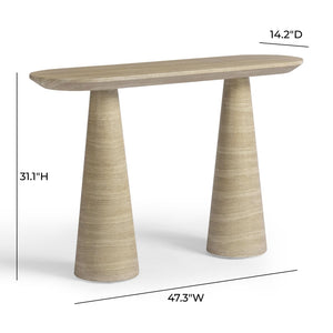 TOV Furniture Sandra 47" Faux Travertine Console Table - Stylish Indoor/Outdoor Accent for Any Space, Easy Care TOV-OC69366