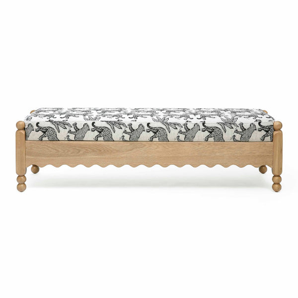 TOV Furniture Thelma 56" Leopard Jacquard Bench – Stylish Upholstered Accent for Entryways, Bedrooms & Living Rooms Cream TOV-OC69367