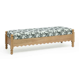 TOV Furniture Thelma 56" Leopard Jacquard Bench – Stylish Upholstered Accent for Entryways, Bedrooms & Living Rooms Cream TOV-OC69367