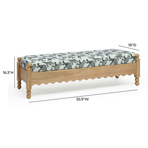 TOV Furniture Thelma 56" Leopard Jacquard Bench – Stylish Upholstered Accent for Entryways, Bedrooms & Living Rooms Cream TOV-OC69367