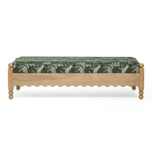 TOV Furniture Thelma 56" Leopard Jacquard Bench – Stylish Upholstered Accent for Entryways, Bedrooms & Living Rooms Olive Green TOV-OC69368