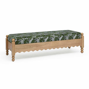 TOV Furniture Thelma 56" Leopard Jacquard Bench – Stylish Upholstered Accent for Entryways, Bedrooms & Living Rooms Olive Green TOV-OC69368