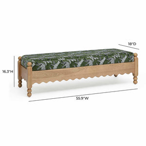TOV Furniture Thelma 56" Leopard Jacquard Bench – Stylish Upholstered Accent for Entryways, Bedrooms & Living Rooms Olive Green TOV-OC69368