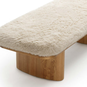 TOV Furniture Ollie 56.5" Plush Vegan Shearling Oversized Bench - Cozy, Sculptural Seating for Any Space Natural TOV-OC69381