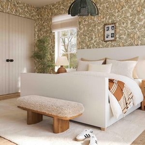 TOV Furniture Ollie 48" Vegan Shearling Bench - Cozy Oversized Design with Natural Ash Wood Legs for Stylish Spaces Natural TOV-OC69383