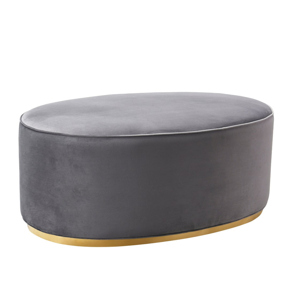 TOV Furniture Scarlett Velvet Oval Ottoman - Luxurious Modern Glam with Gold Base, Ideal for Seating & Décor TOV-OC7225