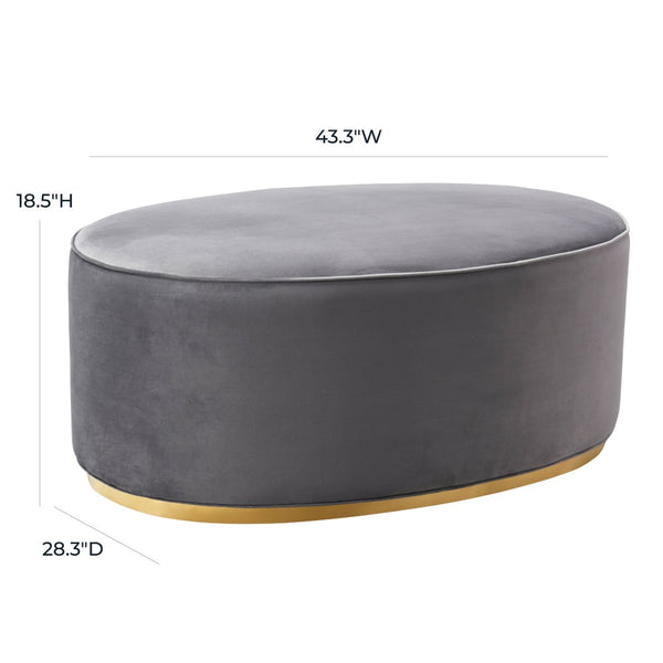 TOV Furniture Scarlett Velvet Oval Ottoman - Luxurious Modern Glam with Gold Base, Ideal for Seating & Décor TOV-OC7225
