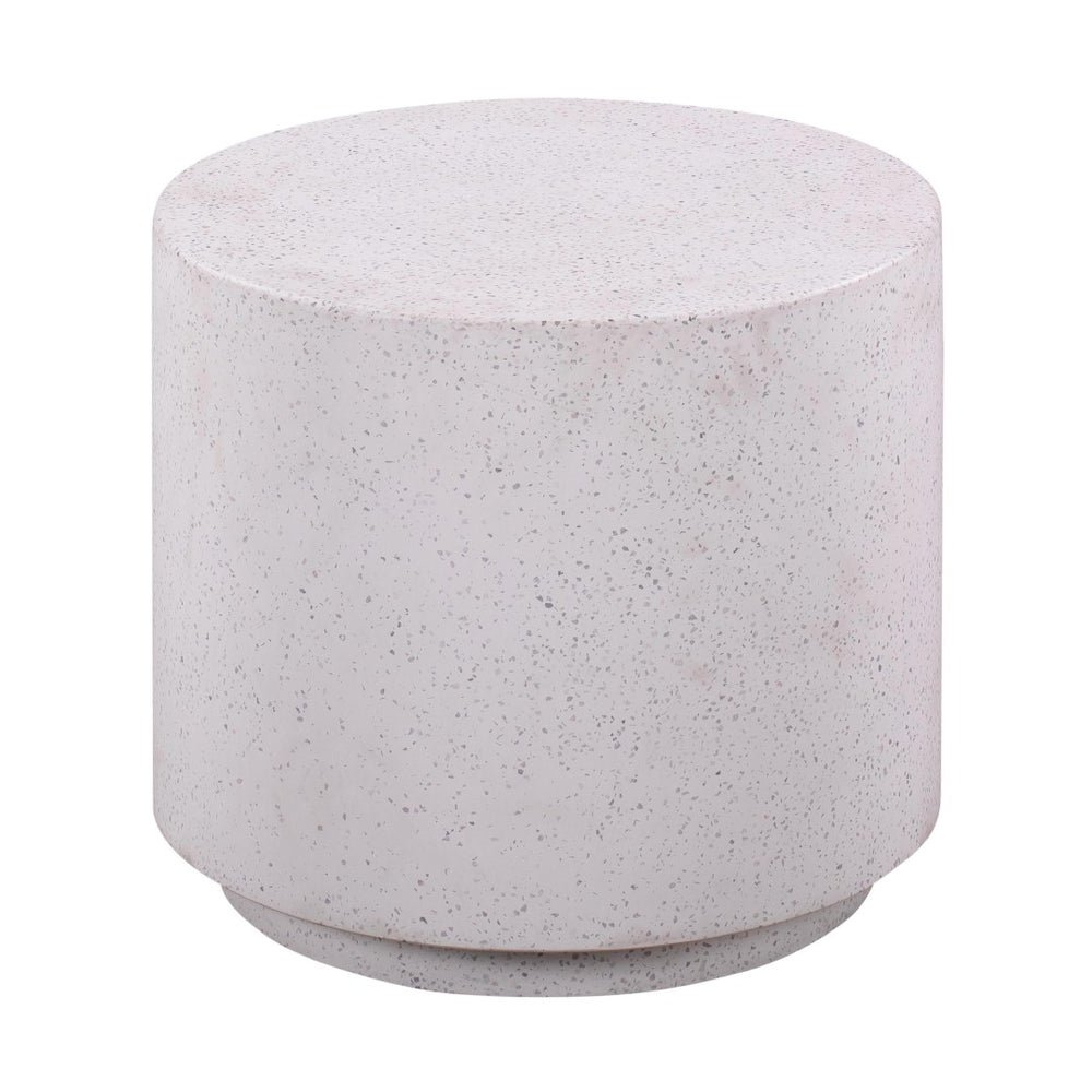 TOV Furniture Terrazzo Light Speckled Round Concrete Side Table - Modern Accent for Indoor/Outdoor Spaces, 19.8” TOV-OCO44053