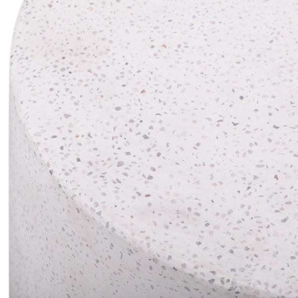 TOV Furniture Terrazzo Light Speckled Round Concrete Side Table - Modern Accent for Indoor/Outdoor Spaces, 19.8” TOV-OCO44053
