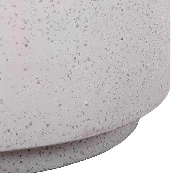 TOV Furniture Terrazzo Light Speckled Round Concrete Side Table - Modern Accent for Indoor/Outdoor Spaces, 19.8” TOV-OCO44053