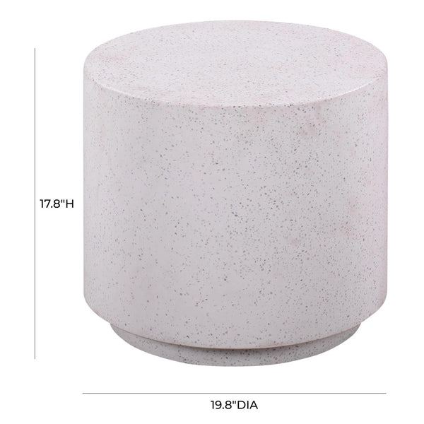 TOV Furniture Terrazzo Light Speckled Round Concrete Side Table - Modern Accent for Indoor/Outdoor Spaces, 19.8” TOV-OCO44053