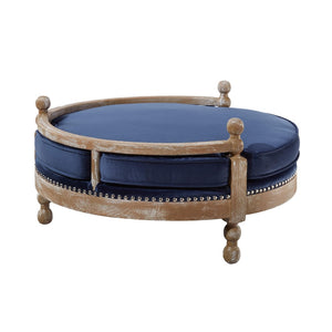 TOV Furniture Hound Navy Pet Bed - Stylish & Durable Dog Retreat with Plush Velvet Cushion, Handmade Oak Frame TOV-P2033-N