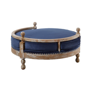 TOV Furniture Hound Navy Pet Bed - Stylish & Durable Dog Retreat with Plush Velvet Cushion, Handmade Oak Frame TOV-P2033-N