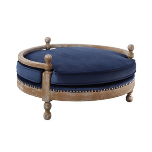 TOV Furniture Hound Navy Pet Bed - Stylish & Durable Dog Retreat with Plush Velvet Cushion, Handmade Oak Frame TOV-P2033-N