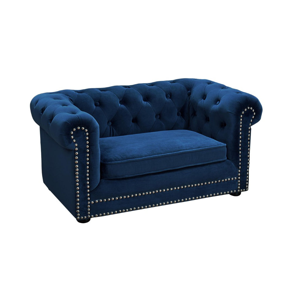 TOV Furniture Husky Velvet Pet Bed - Chic, Stylish & Durable Pet Bed with Washable Upholstery for Ultimate Comfort Navy TOV-P2035-N