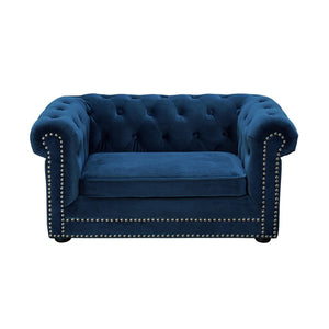 TOV Furniture Husky Velvet Pet Bed - Chic, Stylish & Durable Pet Bed with Washable Upholstery for Ultimate Comfort Navy TOV-P2035-N